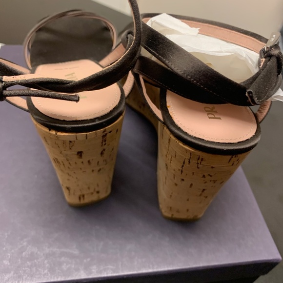 Prada Sandal Satin Brown with wood chunky heel - Picture 4 of 5
